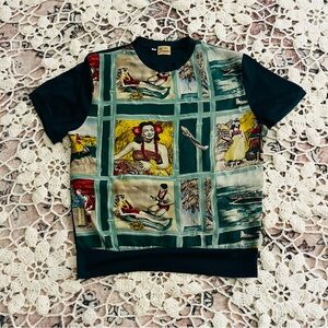 Women's retro Graphic Print Shirt - Multicolor